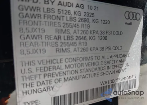 2022 Audi Q3 Premium 45 Tfsi S Line Quattro Tiptronic z USA, uszkodzony, nr VIN WA1DECF39N1041812